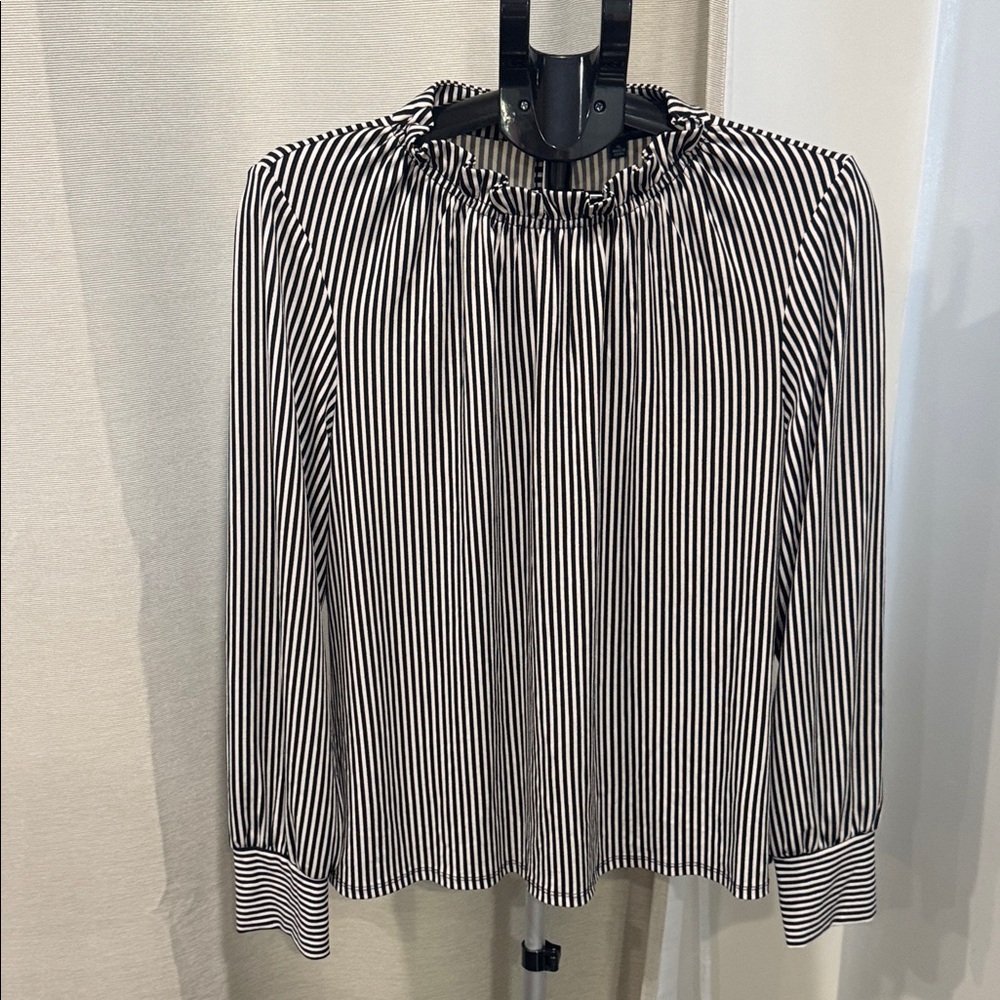 Black and White Striped Women's Top